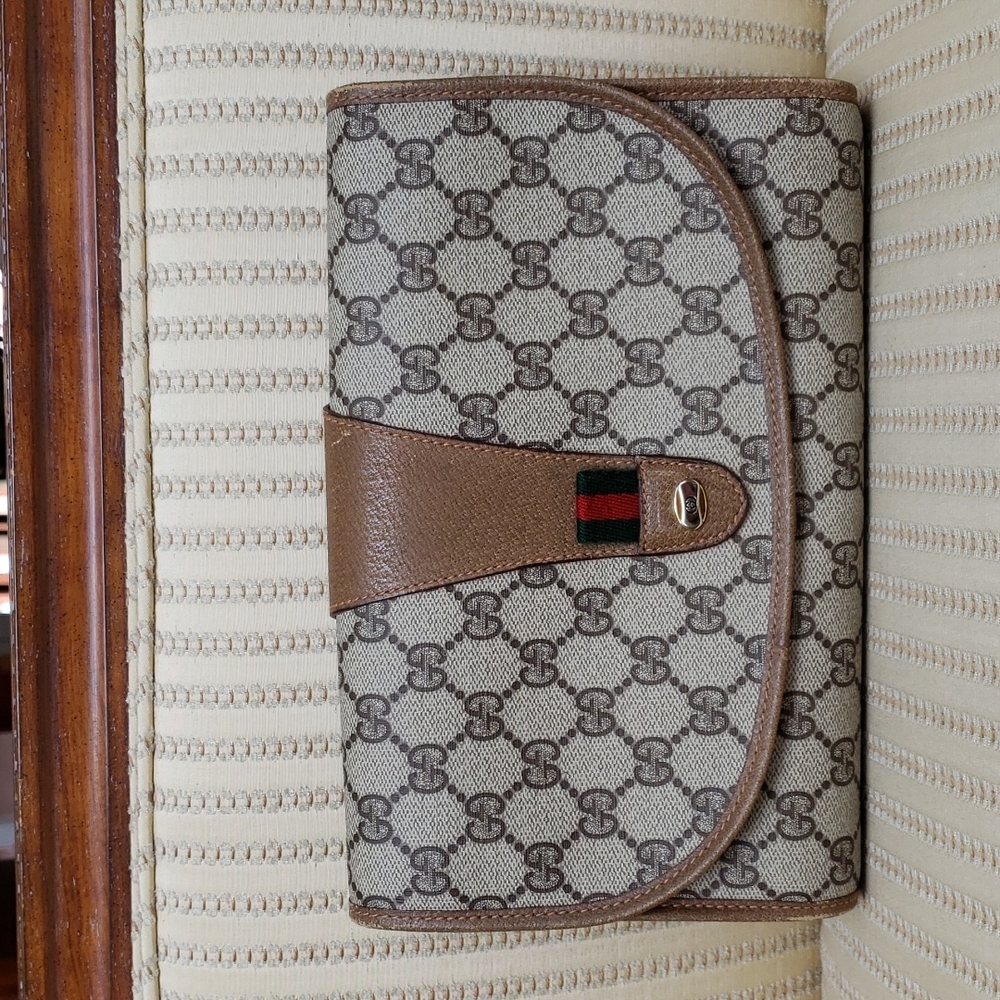 GUCCI OPHIDIA GG WEB SUPREME STRIPED CLUTCH COSMETIC BAG POUCH